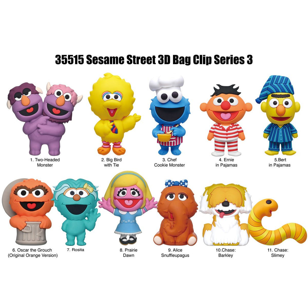 Sesame Street Series 3 3D Foam Bag Clip Display Case of 24