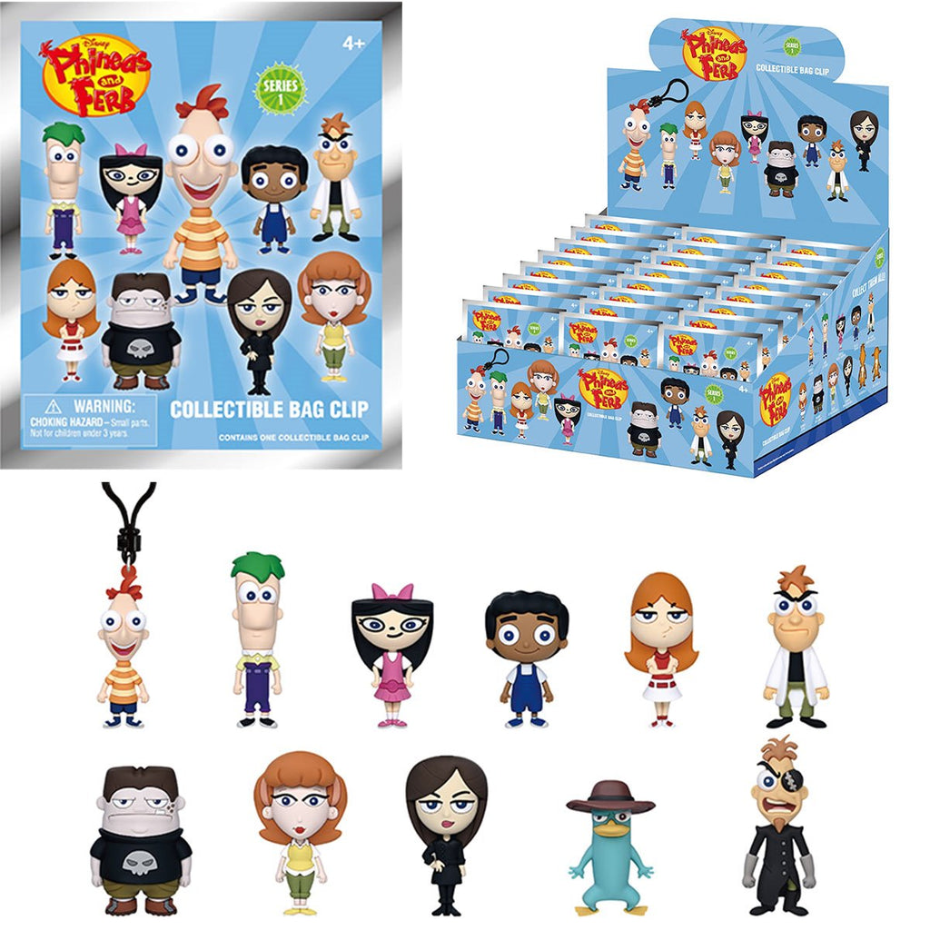 Phineas and Ferb 3D Foam Bag Clip Display Case of 24