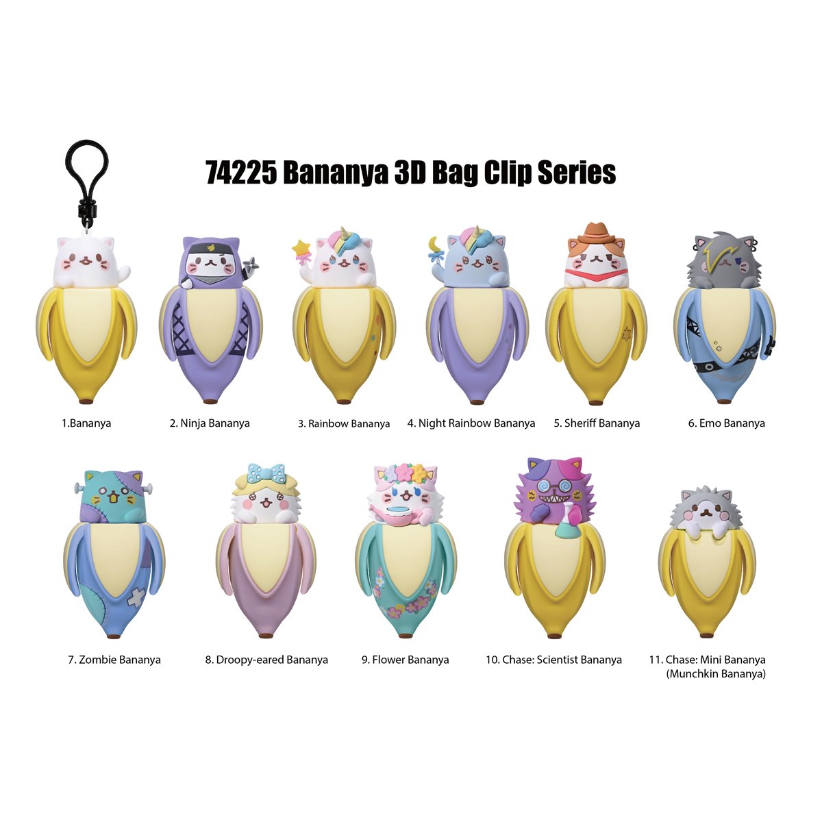 Bananya Series 2 3D Foam Bag Clip Display Case of 24