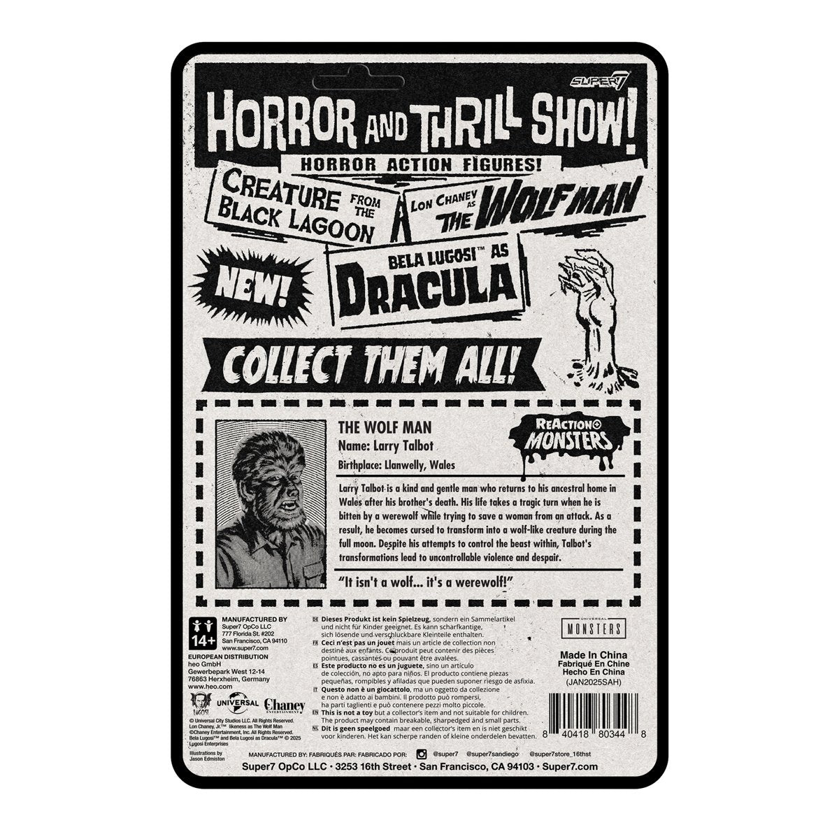 Universal Monsters The Wolf Man 3 3/4-inch ReAction+ Figure