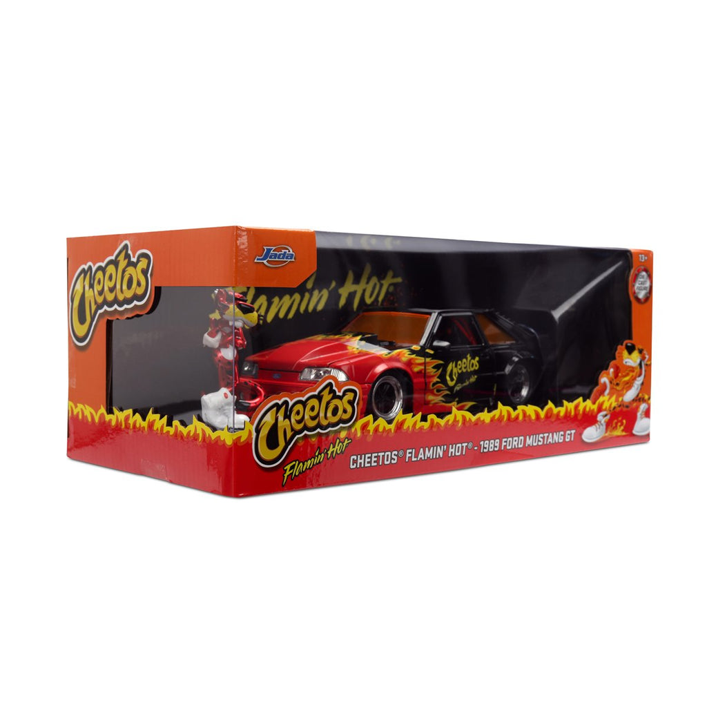 Hollywood Rides Cheetos Flamin' Hot 1989 Ford Mustang GT 1:24 Scale Die-Cast Metal Vehicle with Chester Cheetah Figure