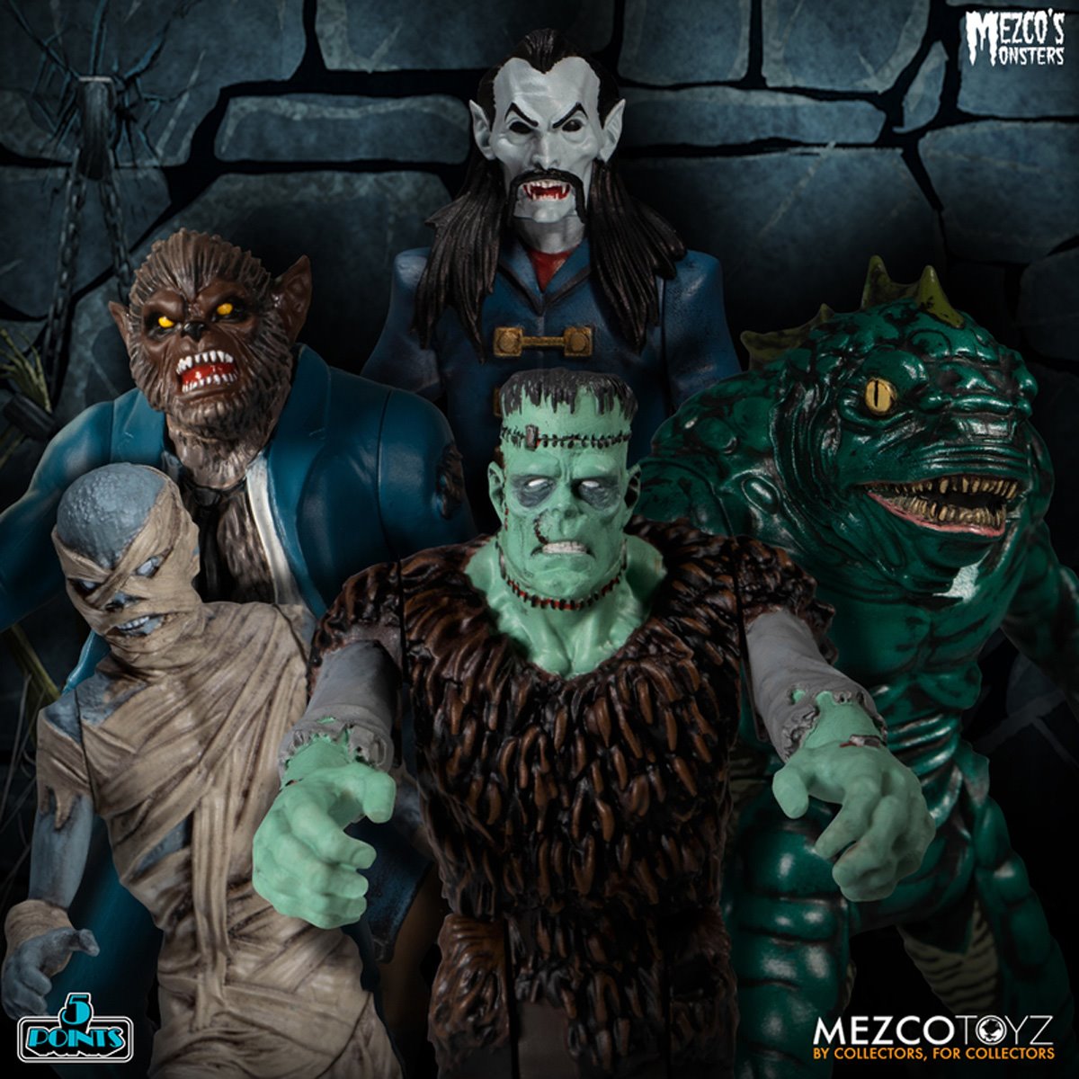 Mezco's Monsters Tower of Fear 5 Points Action Figures Deluxe Playset