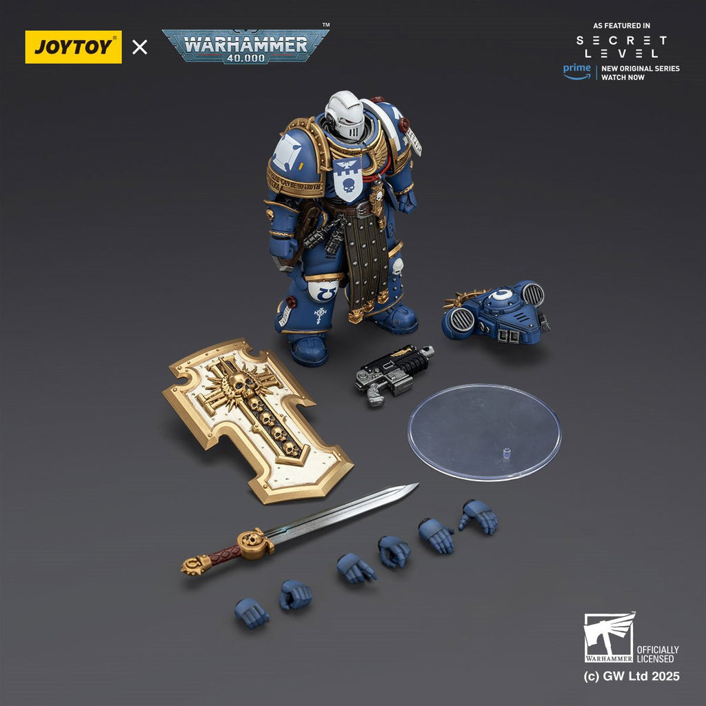 Joy Toy Warhammer 40,000 Ultramarines Torvald with Power Sword, Stormshield and Bolt Pistol 1:18 Scale Action Figure