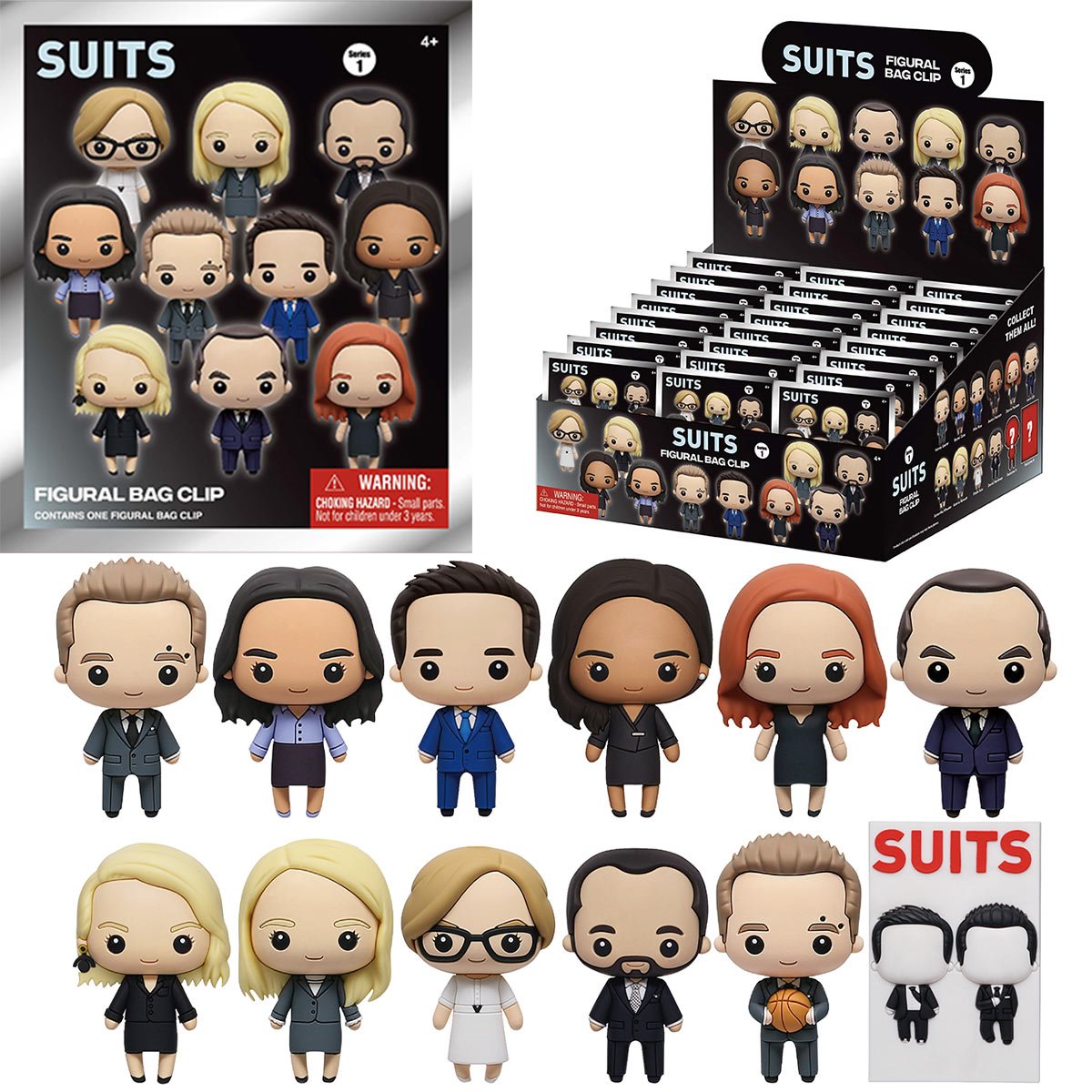 Suits 3D Foam Bag Clip Display Case of 24