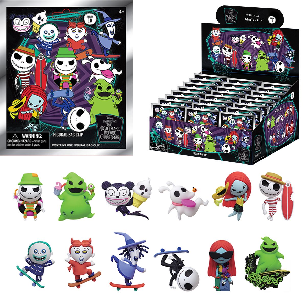 The Nightmare Before Christmas Series 10 3D Foam Bag Clip Display Case of 24