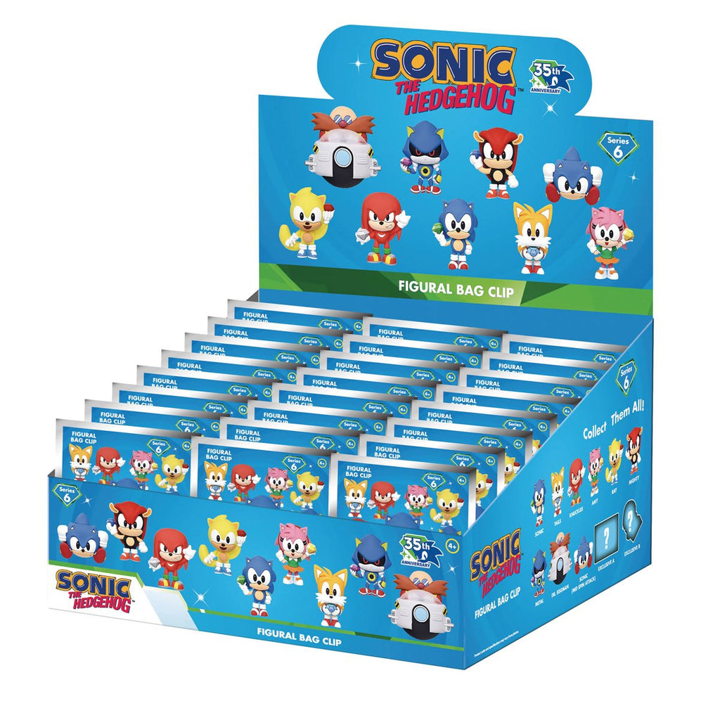 Sonic the Hedgehog 35th Anniversary Series 6 3D Foam Bag Clip Display Case of 24