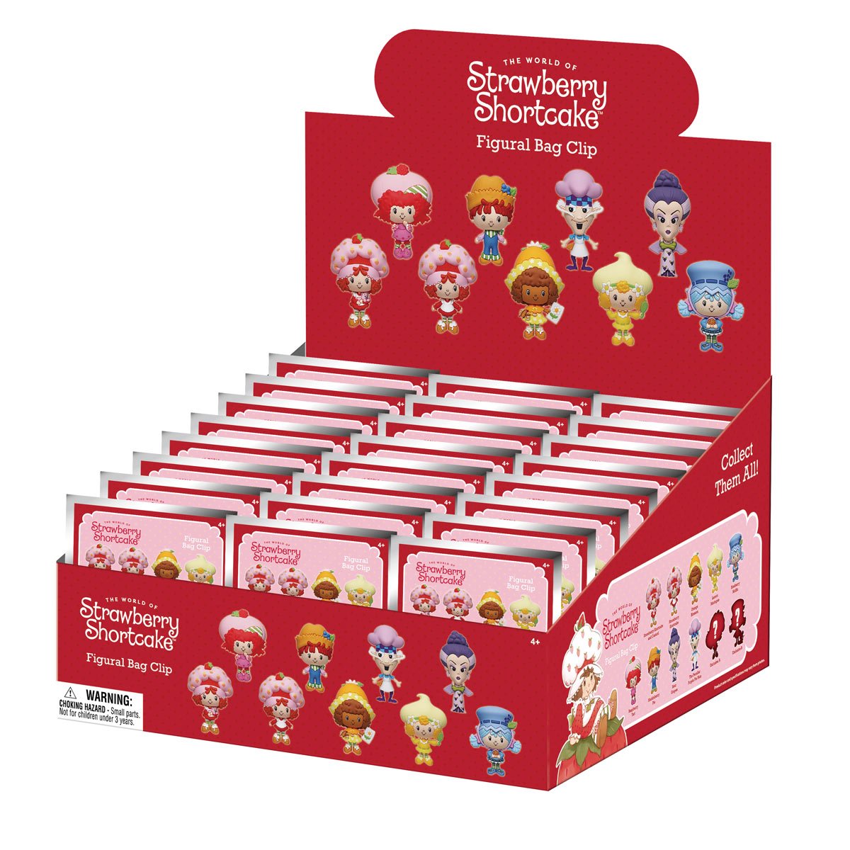 The World of Strawberry Shortcake 3D Foam Bag Clip Display Case of 24