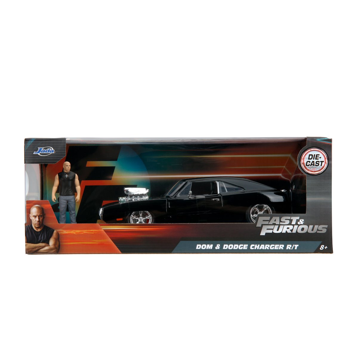 Hollywood Rides Fast and the Furious Dodge Charger R/T 1:24 Scale Die-Cast Metal Vehicle with Dom Figure