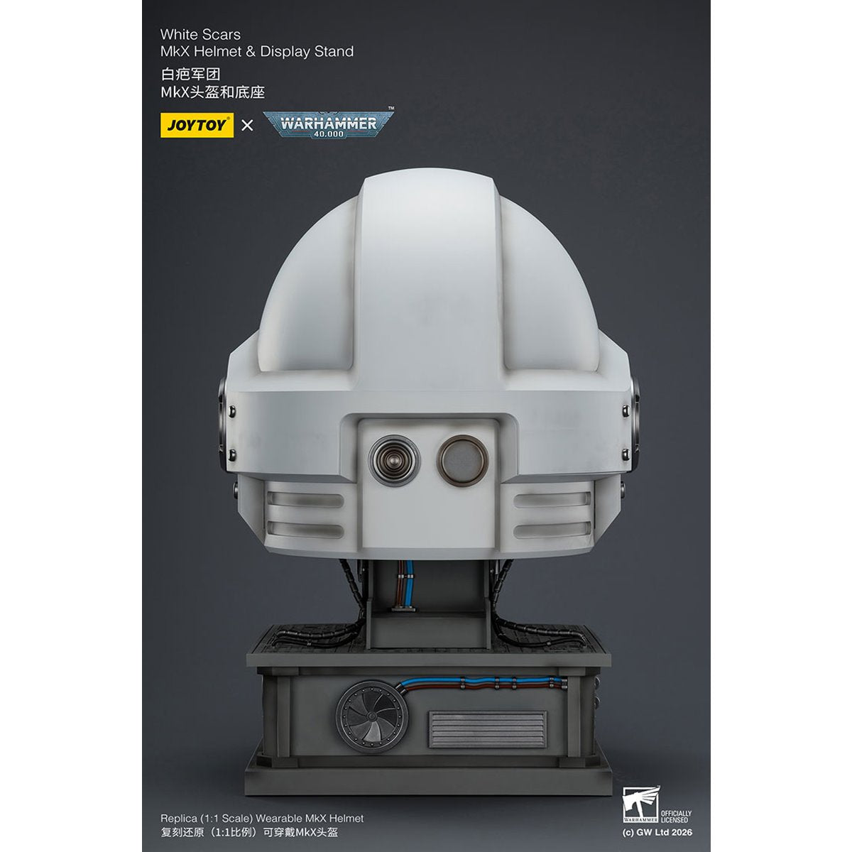 Joy Toy Warhammer 40,000 White Scars MKX 1:1 Scale Roleplay Helmet Prop Replica with Stand