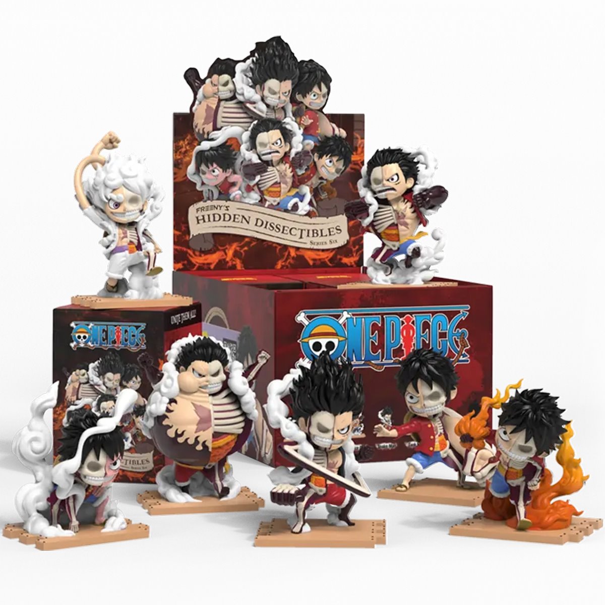 One Piece Series 6 Luffy Gears Edition Freeny's Hidden Dissectibles Mini-Figure Display Tray of 6