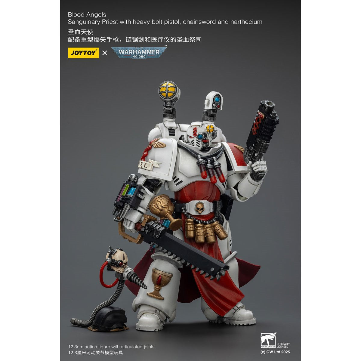 Joy Toy Warhammer 40,000 Blood Angels Sanguinary Priest Heavy Bolt Pistol Chainsword Narthecium 1:18 Scale Action Figure
