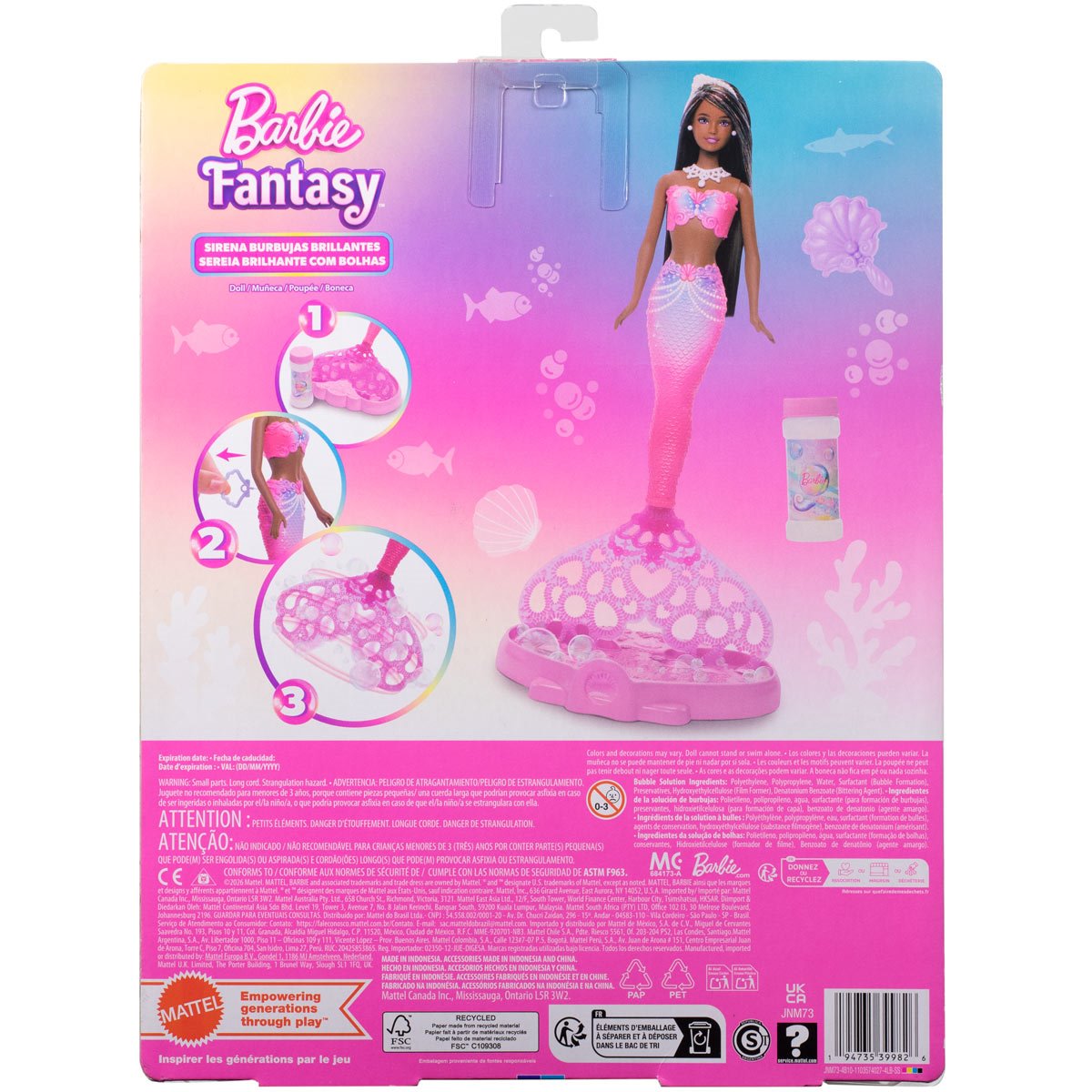 Barbie Fantasy Bubble Sparkle Mermaid Doll with Brown Hair