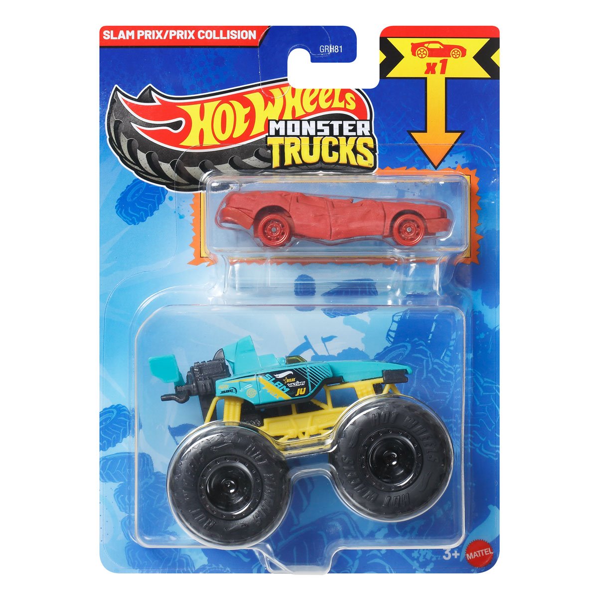 Hot Wheels Monster Truck Plus Car 1:64 Scale Vehicle 2-Pack 2026 Mix 2 Case of 8