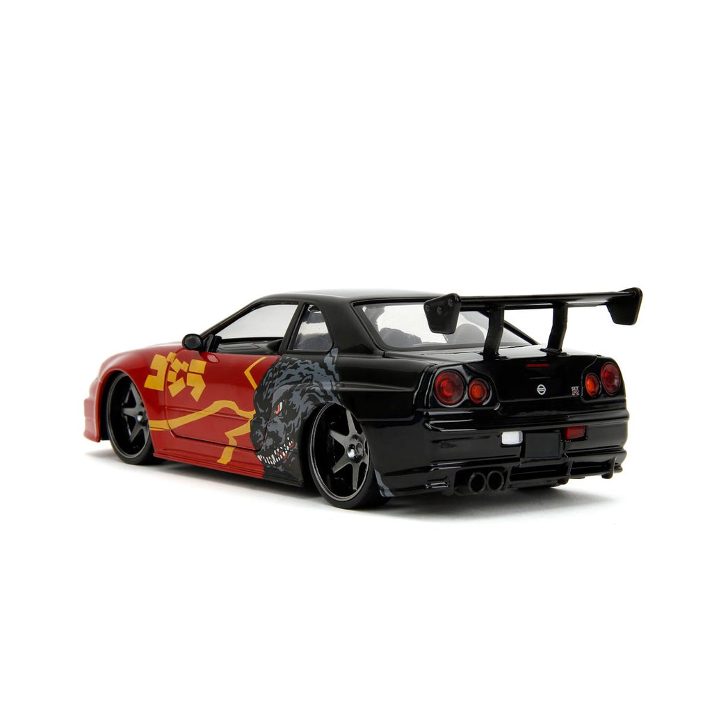 Hollywood Rides Godzilla 2002 Nissan Skyline GT-R R34 1:24 Scale Die-Cast Metal Vehicle