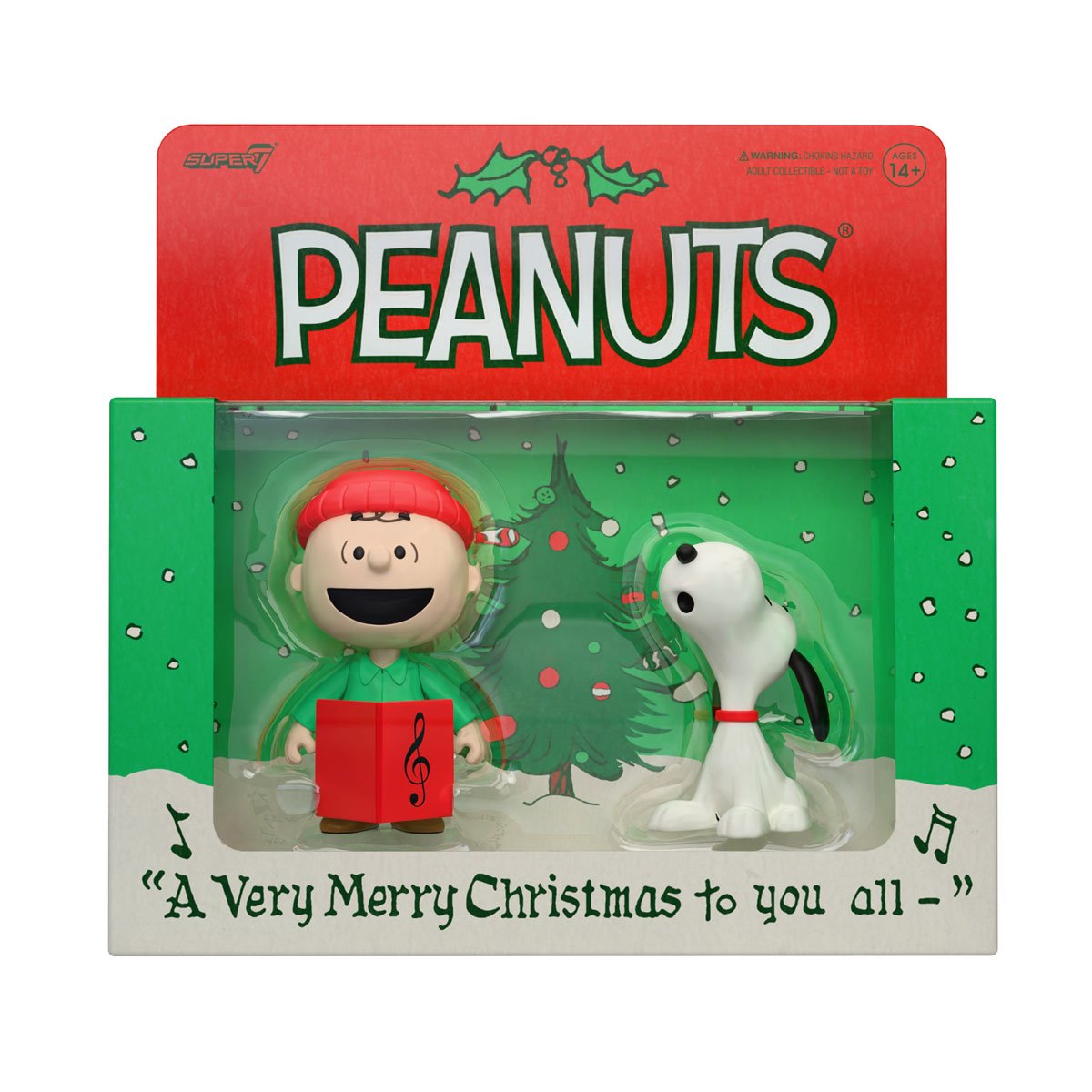 Peanuts Charlie Brown and Snoopy Caroling 3 3/4-Inch ReAction Figures