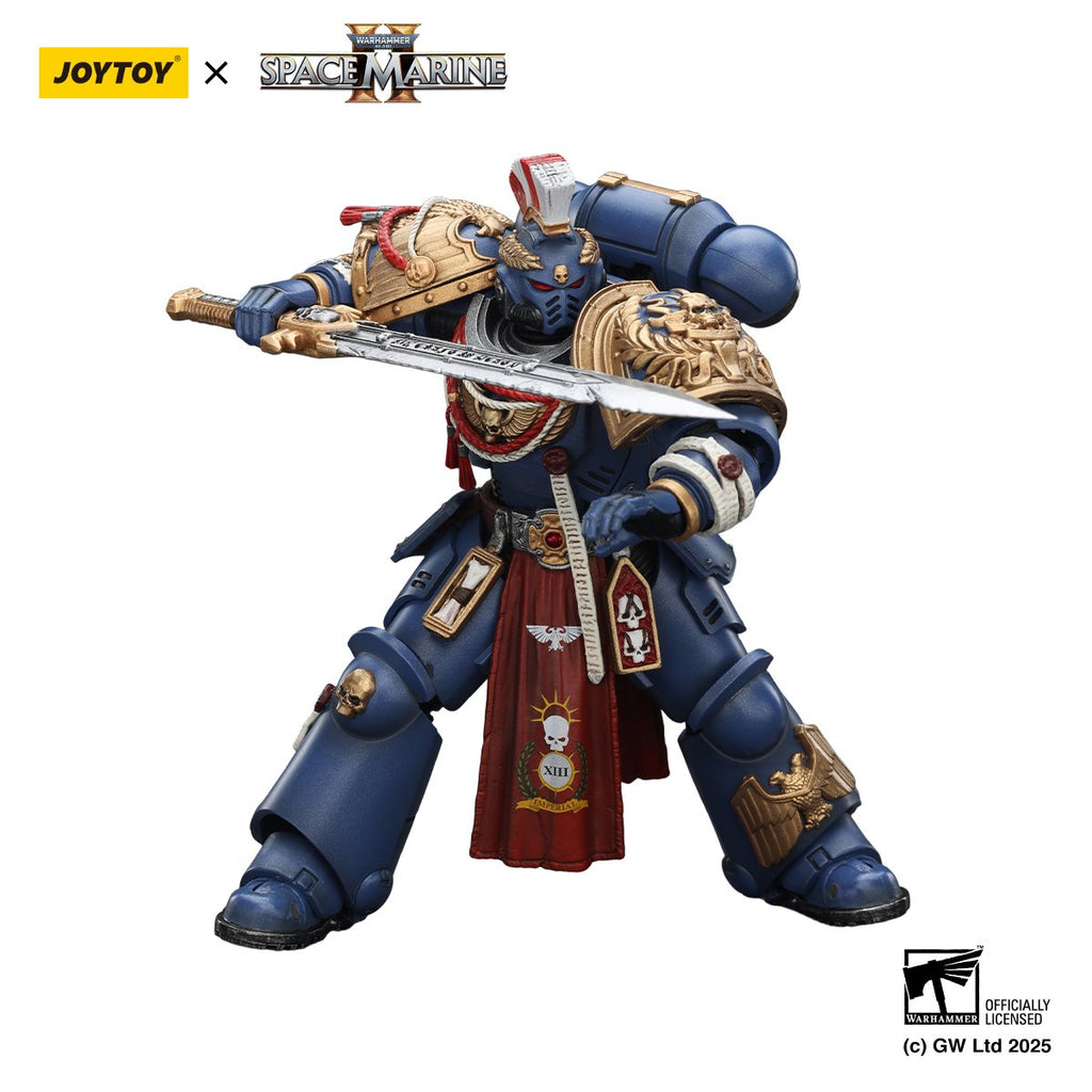 Joy Toy Warhammer Space Marine Ultramarine Relic Primus Armour Plasma Pistol and Combat Blade 1:18 Scale Action Figure
