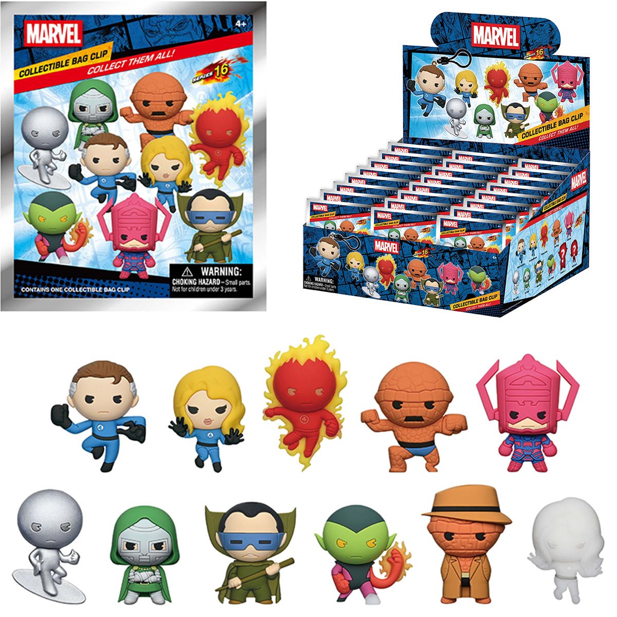 Fantastic Four Classic Series 16 3D Foam Bag Clip Display Case of 24