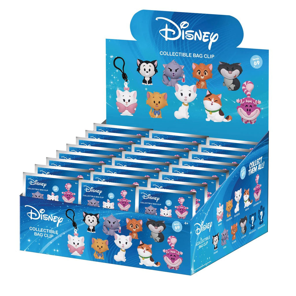 Disney Cats Series 69 3D Foam Bag Clip Random 6-Pack