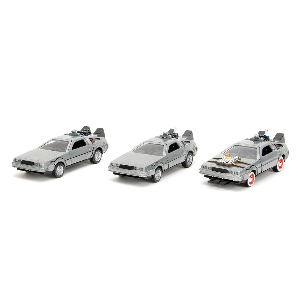 Hollywood Rides Back to the Future Time Machine 1:32 Die-Cast Metal Vehicle 3-Pack