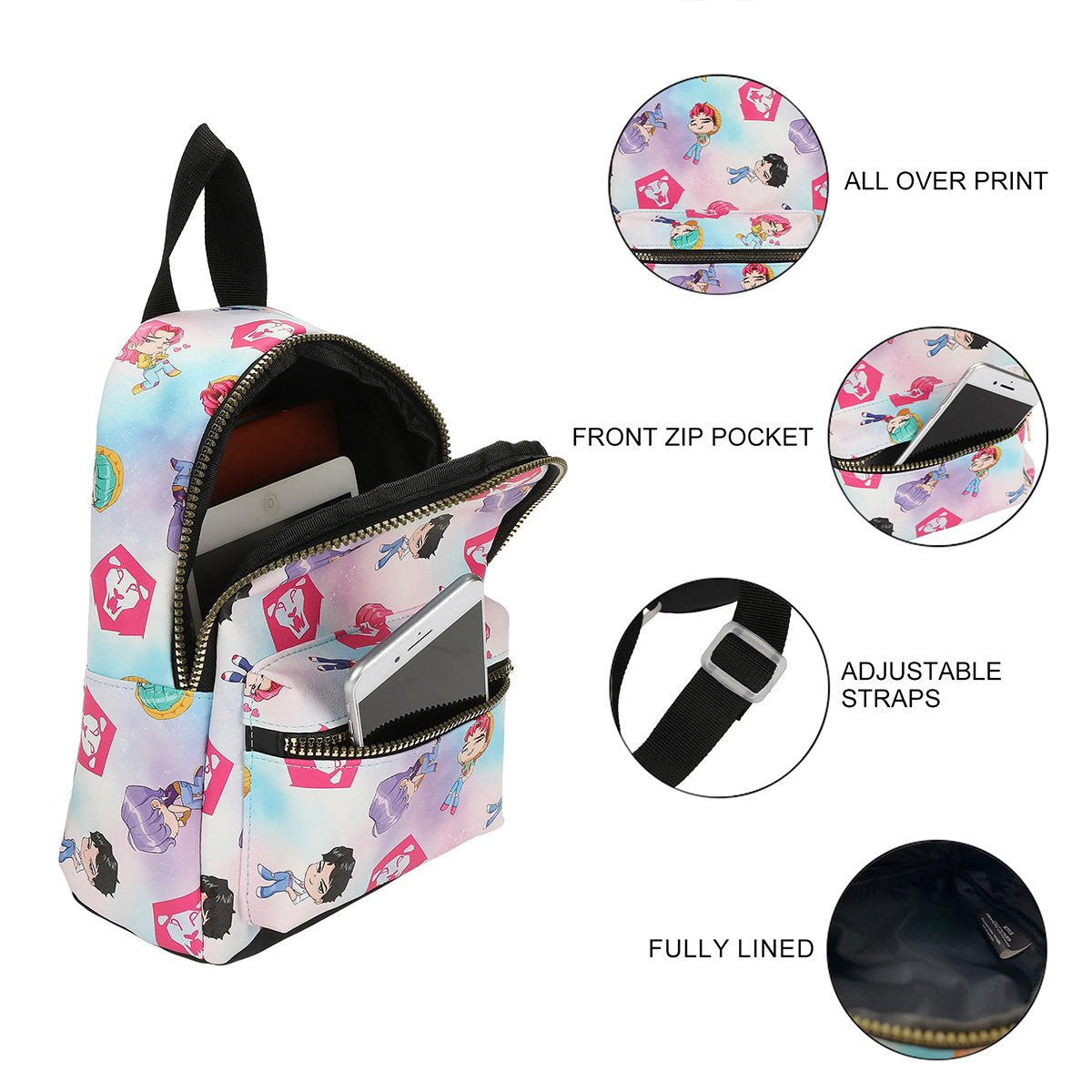 KPop Demon Hunters Chibi Saja Boys Mini-Backpack