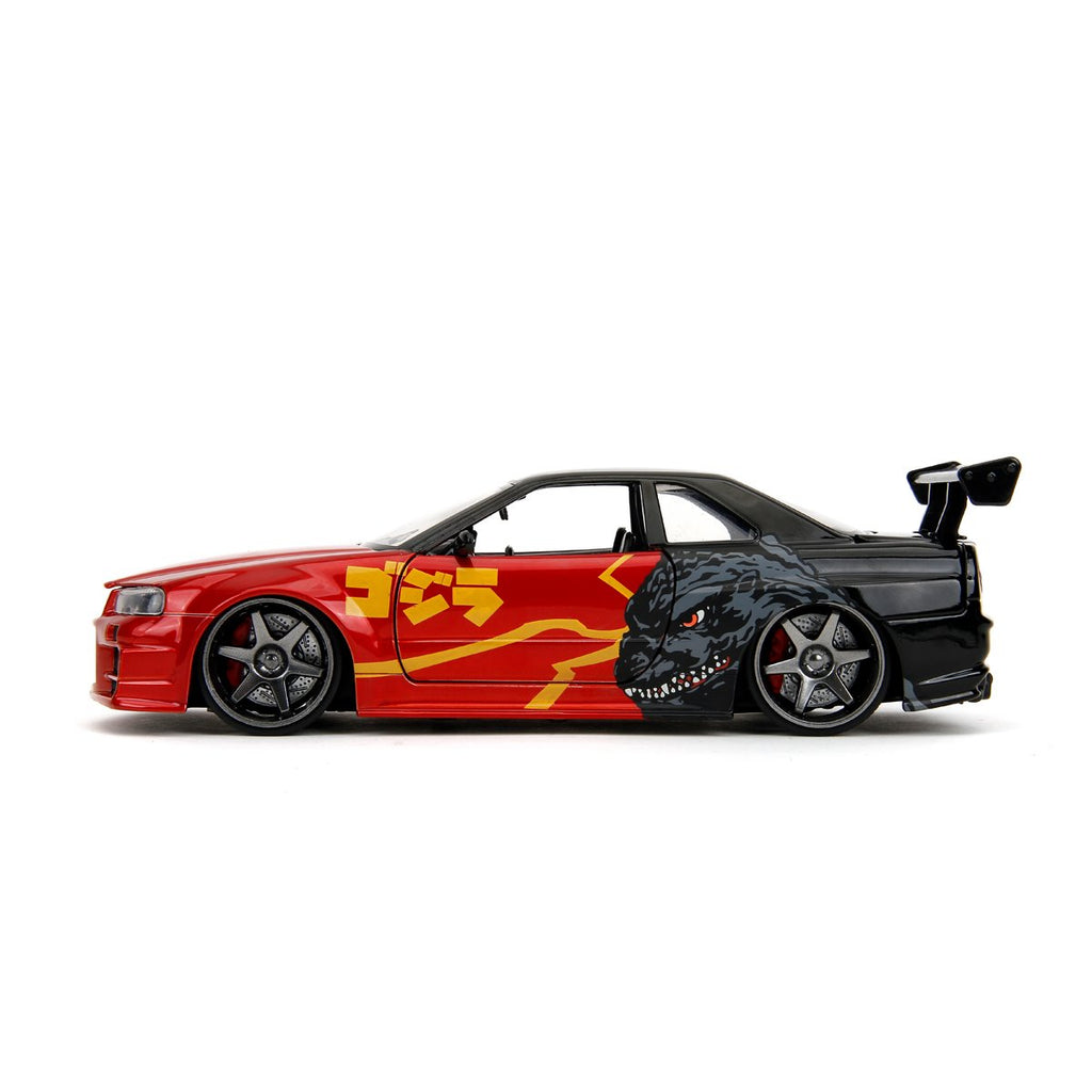 Hollywood Rides Godzilla 2002 Nissan Skyline GT-R R34 1:24 Scale Die-Cast Metal Vehicle