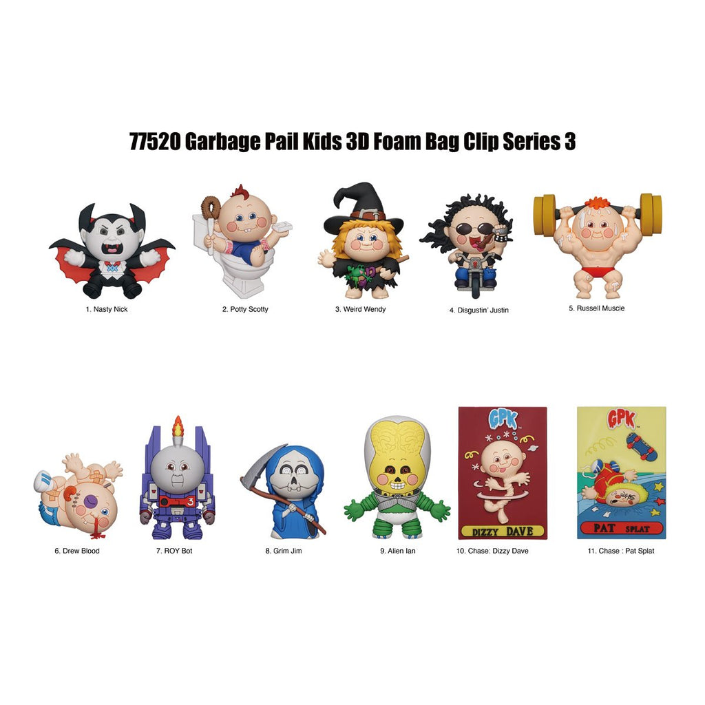 Garbage Pail Kids Series 3 3D Foam Bag Clip Random 6-Pack