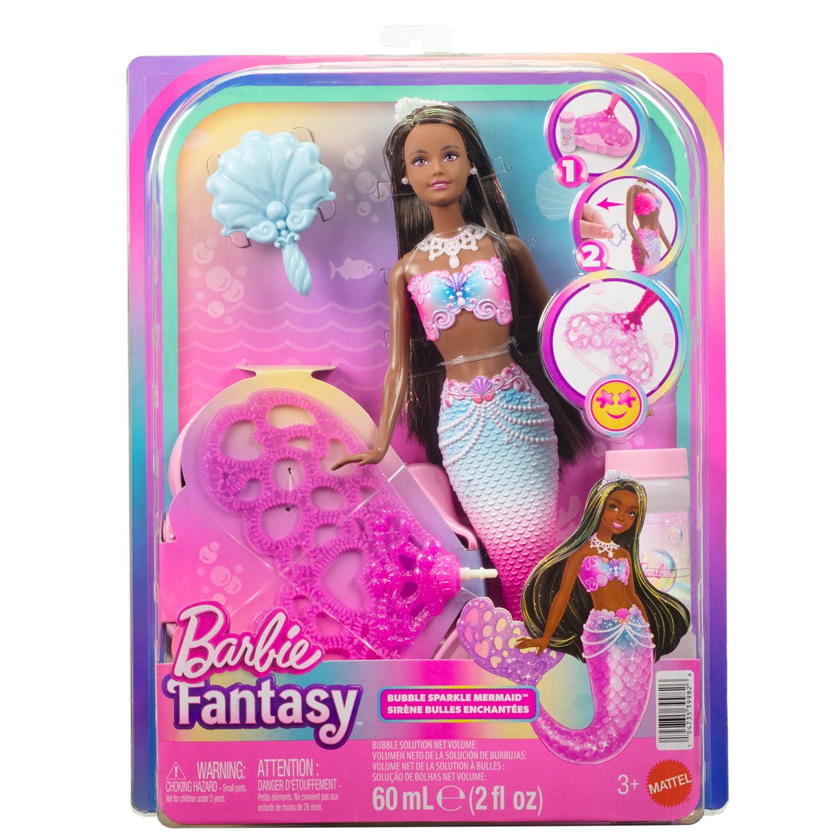 Barbie Fantasy Bubble Sparkle Mermaid Doll with Brown Hair