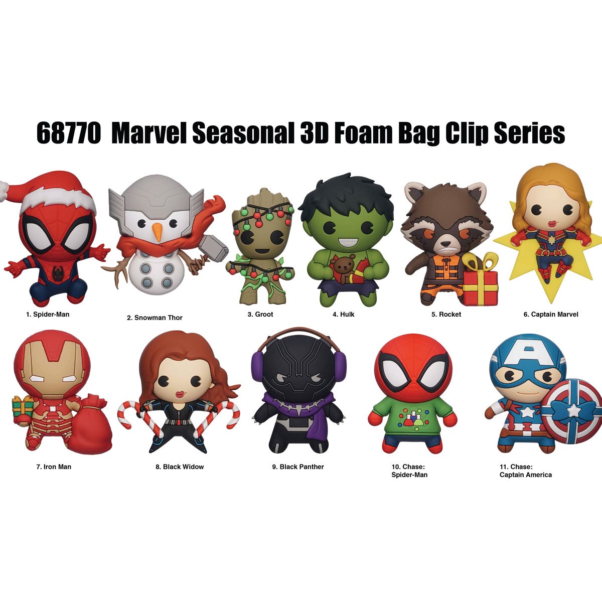 Marvel Holiday 3D Foam Bag Clip Display Case of 24