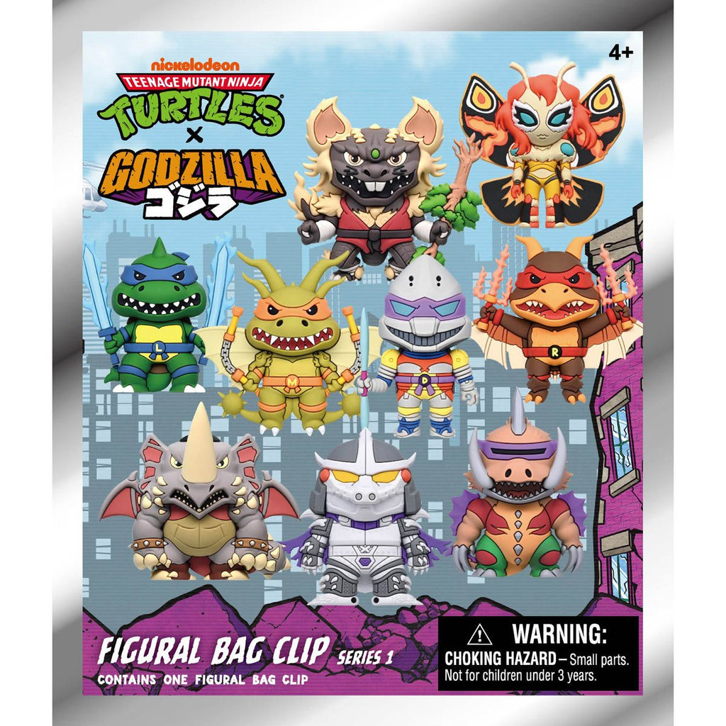 Teenage Mutant Ninja Turtles x Godzilla 3D Foam Bag Clip Display Case of 24