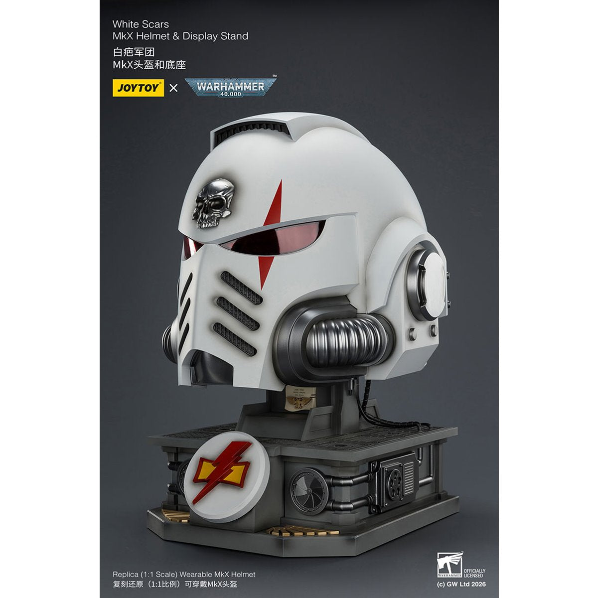 Joy Toy Warhammer 40,000 White Scars MKX 1:1 Scale Roleplay Helmet Prop Replica with Stand