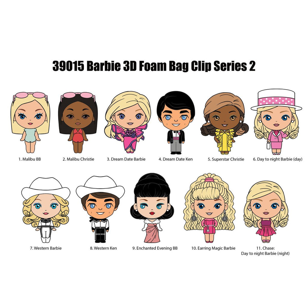 Barbie Series 2 3D Foam Bag Clip Display Case of 24