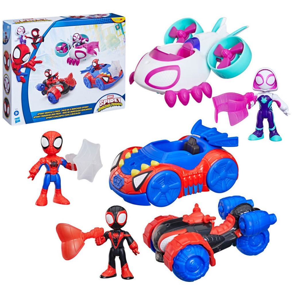Spider-Man Spidey and his Amazing Friends Action Figure and Toy Vehicle 3-Pack