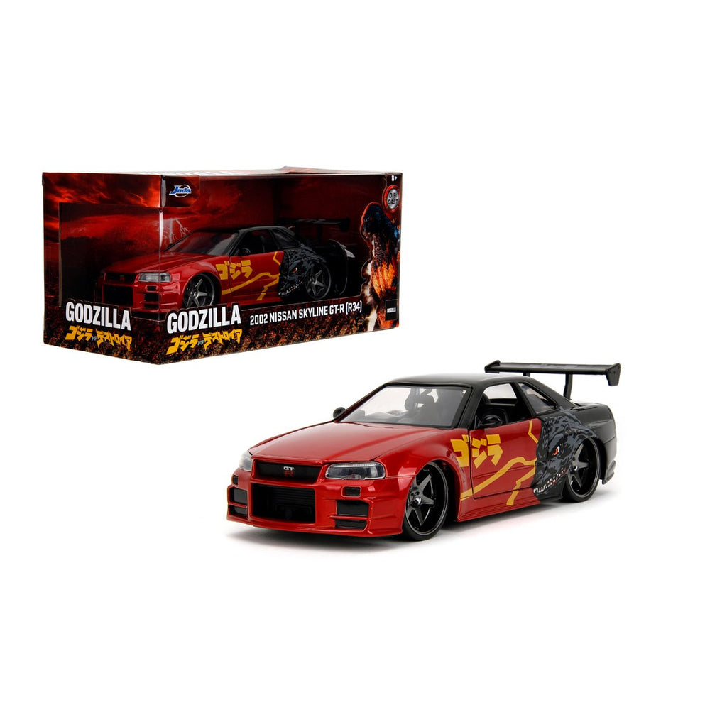 Hollywood Rides Godzilla 2002 Nissan Skyline GT-R R34 1:24 Scale Die-Cast Metal Vehicle