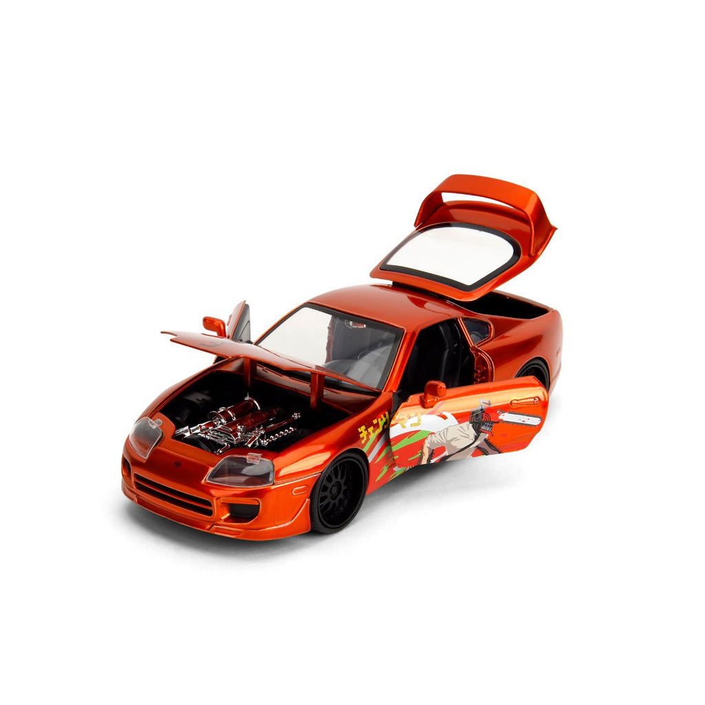 Hollywood Rides Chainsaw Man 1995 Toyota Supra 1:24 Scale Die-Cast Metal Vehicle with Chainsaw Man Figure