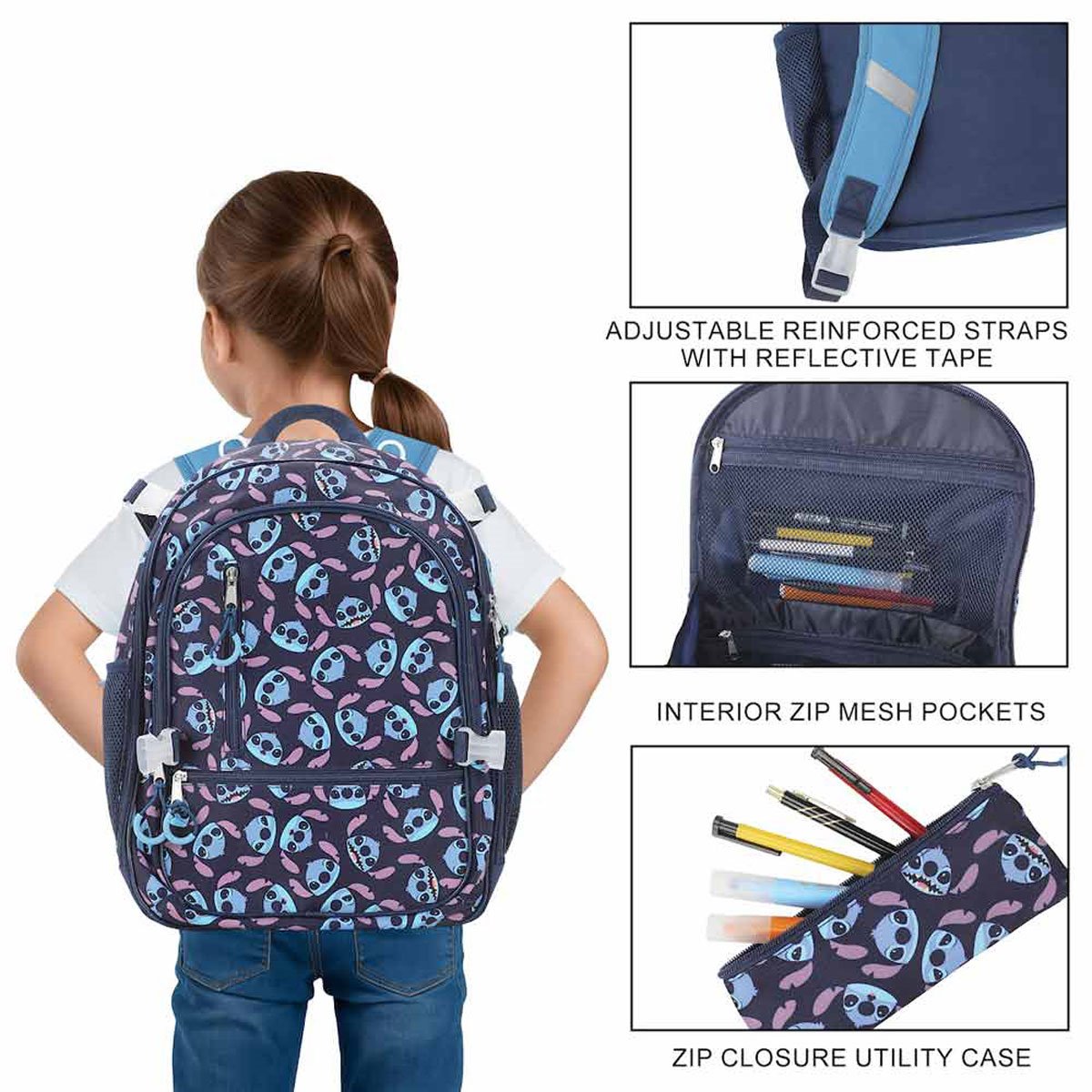 Lilo & Stitch Stitch All Over Print Youth Backpack 5-Piece Set