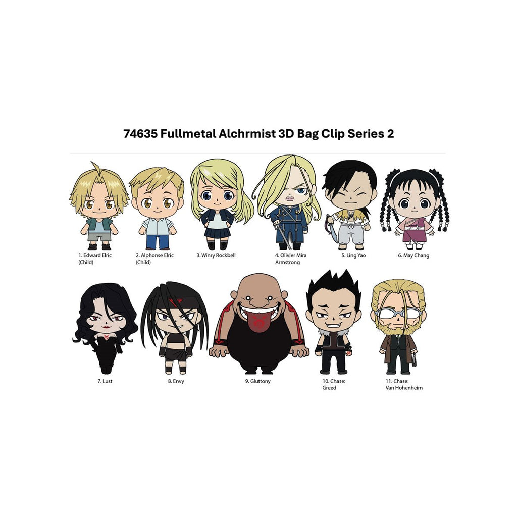 Fullmetal Alchemist Series 2 3D Foam Bag Clip Display Case of 24
