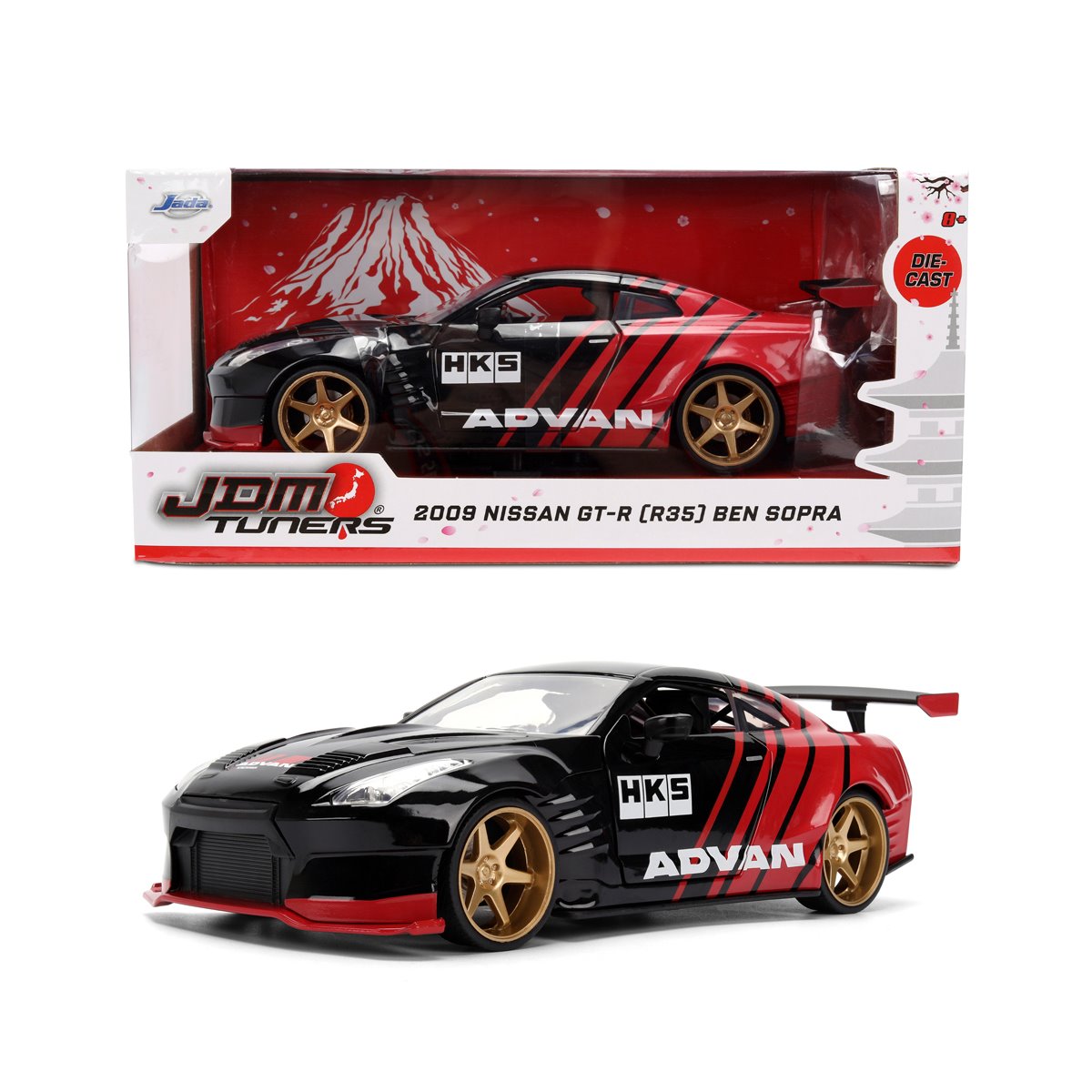JDM Tuners 2009 Nissan GT-R R35 Ben Sopra Glossy Red 1:24 Scale Die-Cast Metal Vehicle
