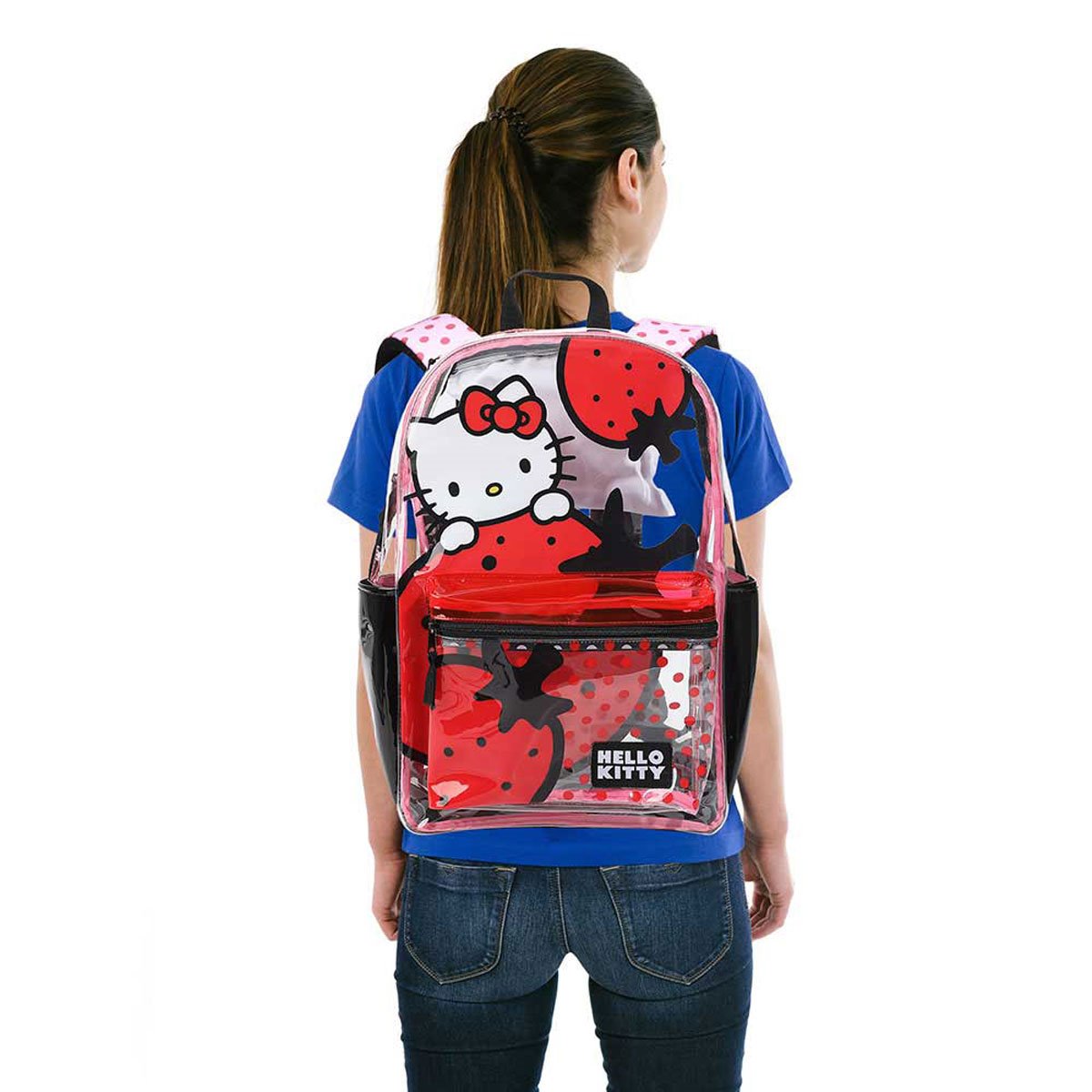 Hello Kitty Strawberry Clear Hooded Backpack