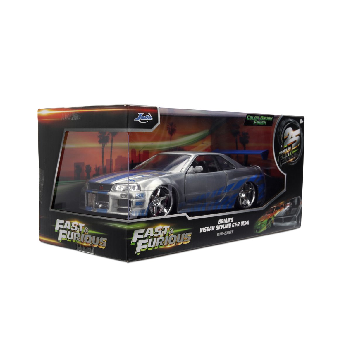 Fast and the Furious 25th Anniversary Brian's Nissan Skyline GT-R R34 1:24 Scale Die-Cast Metal Vehicle