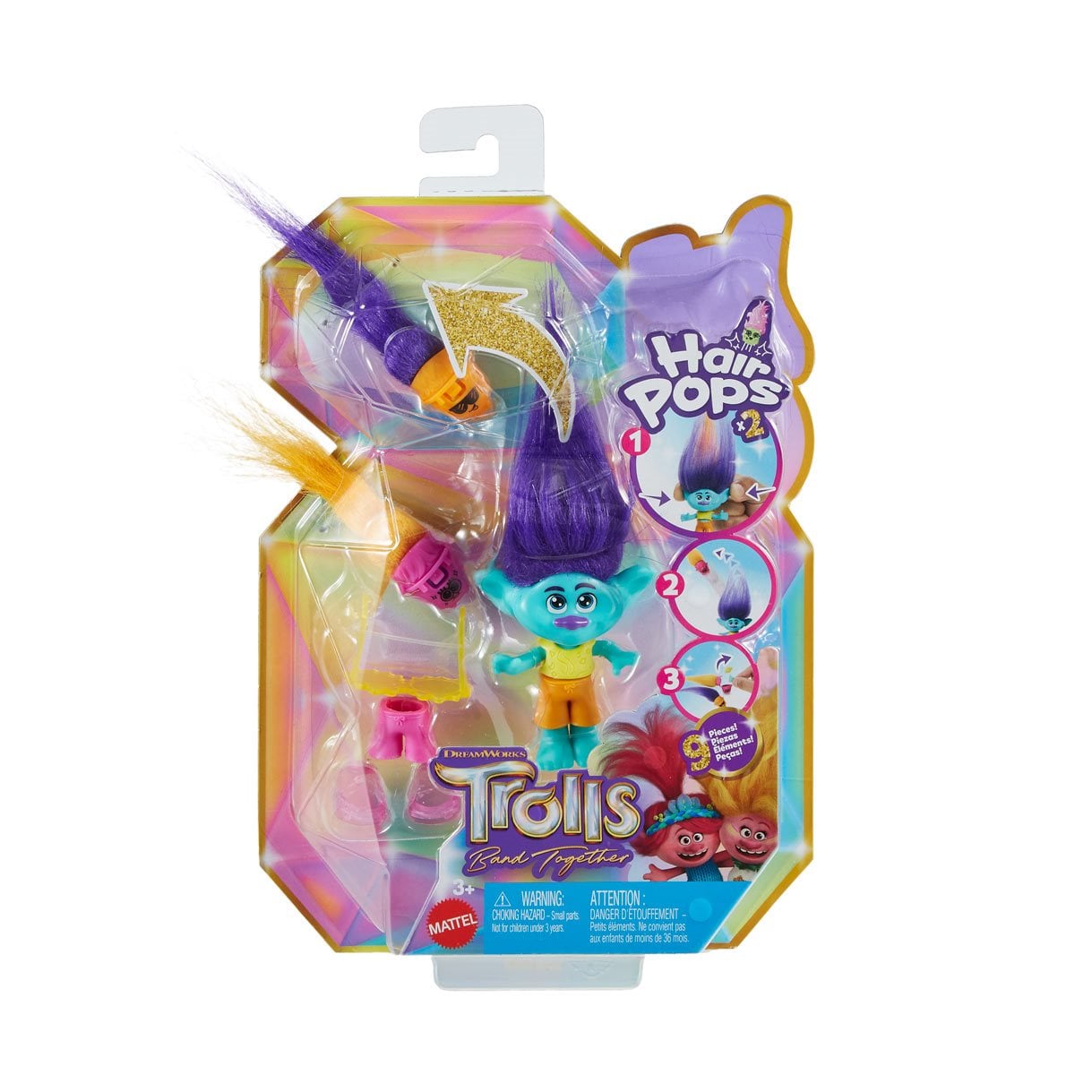 Trolls 3 Band Together Hair Pops Branch Feature Doll
