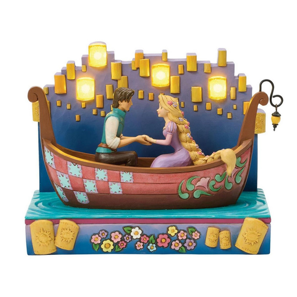 Disney Traditions Tangled Boat with LED Lanterns Statue