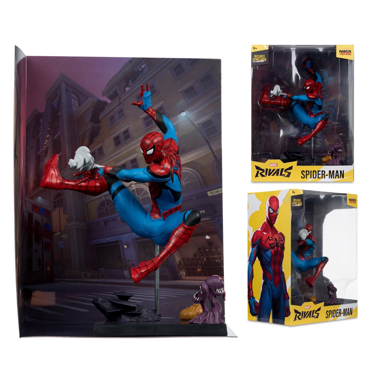 Marvel Rivals Wave 2 Spider-Man 1:6 Scale Posed Figure with Scene and Comic