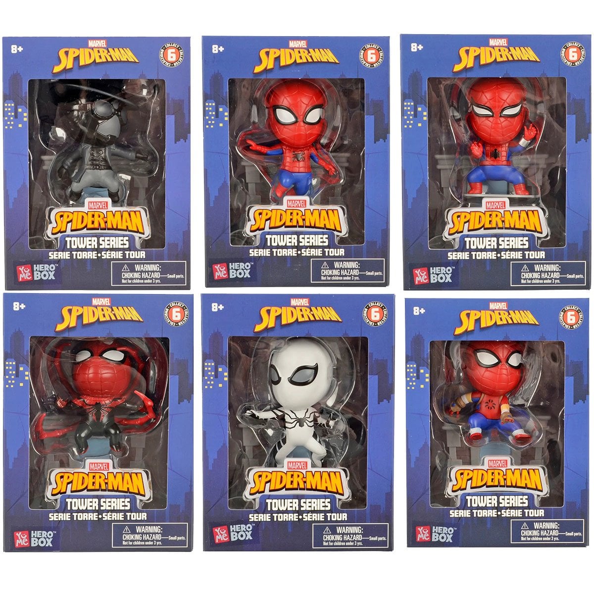 Spider-Man HeroBox Tower Series Window Box Mini-Figure Case of 6