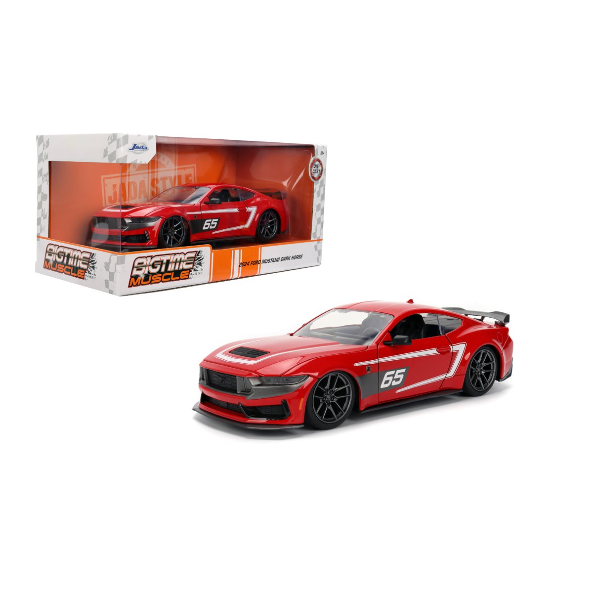 Bigtime Muscle 2024 Ford Mustang Dark Horse Glossy Red 1:24 Scale Die-Cast Metal Vehicle