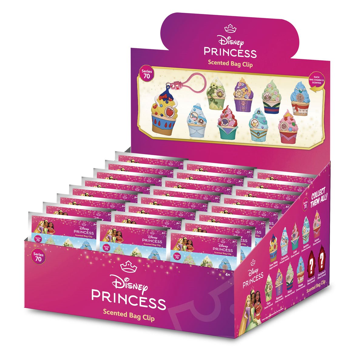 Disney Princesses Cupcakes Series 70 Scented 3D Foam Bag Clip Display Case of 24