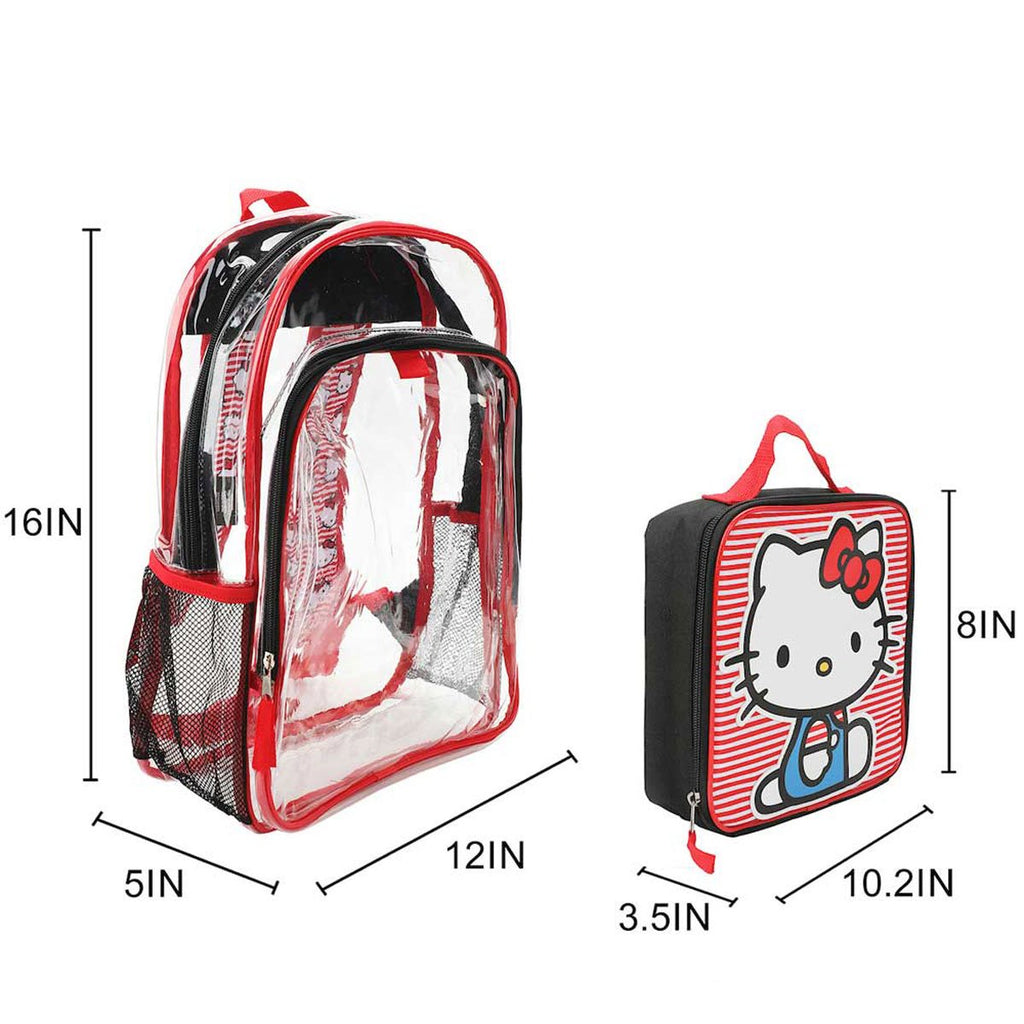 Hello Kitty Clear Youth Backpack 5-Piece Set