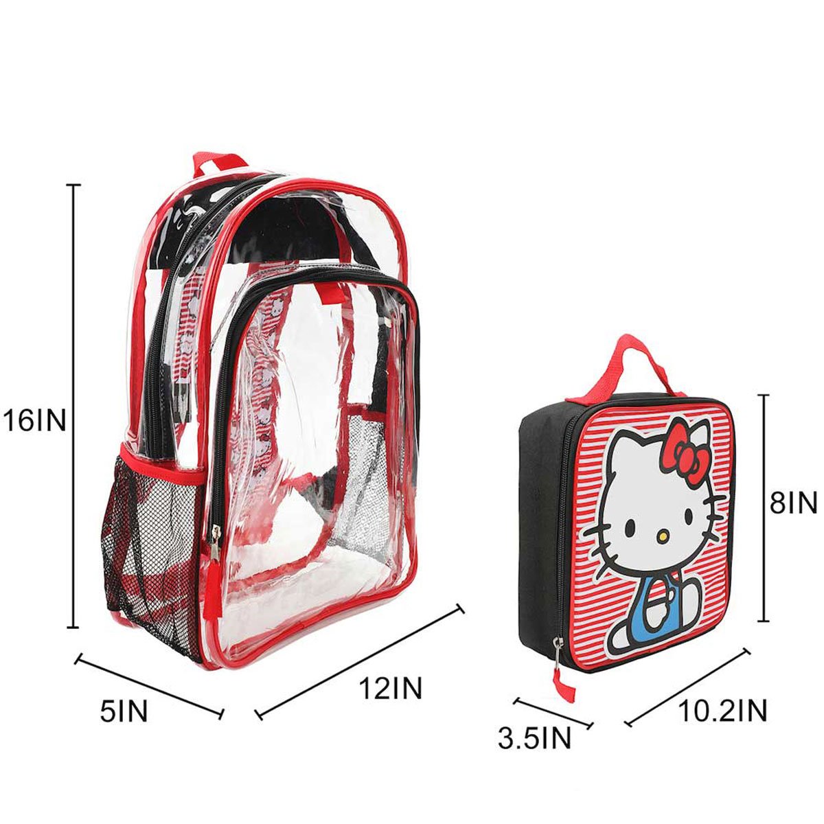 Hello Kitty Clear Youth Backpack 5-Piece Set