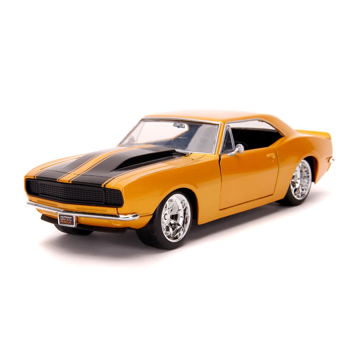 Bigtime Muscle 1967 Chevy Camaro Gold with Black Stripes 1:24 Scale Die-Cast Metal Vehicle