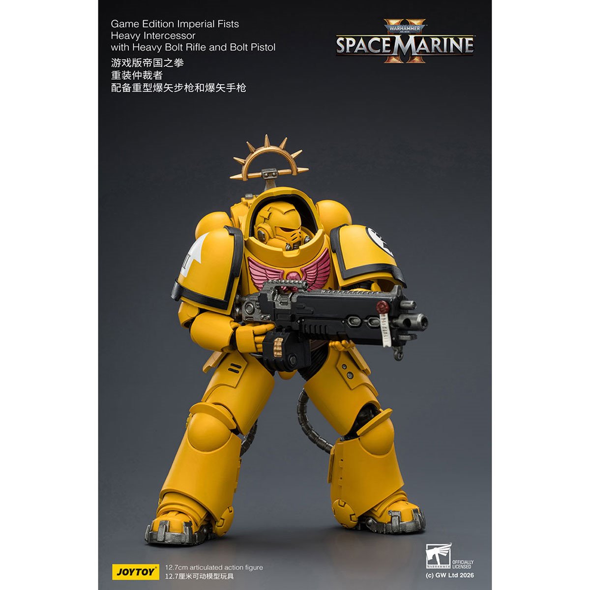 Joy Toy Warhammer 40,000 Space Marines Game Edition Imperial Fists Intercessor Rifle & Pistol 1:18 Scale Action Figure