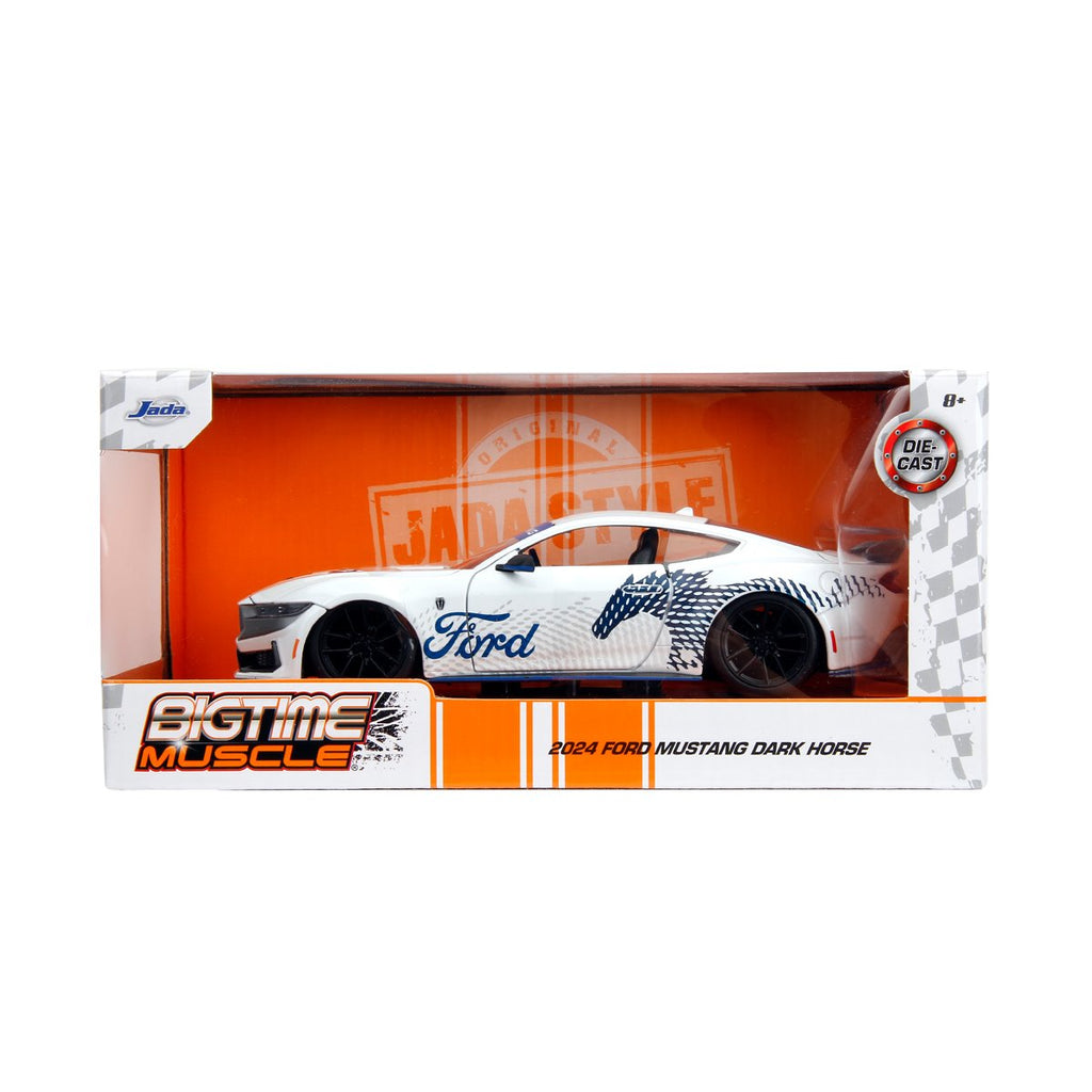 Bigtime Muscle 2024 Ford Mustang Dark Horse Glossy White 1:24 Scale Die-Cast Metal Vehicle